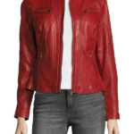 Women Allen Red Leather Biker Jacket – Bold Fashion Meets Timeless Biker Style