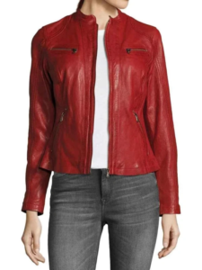 Women Allen Red Leather Biker Jacket – Bold Fashion Meets Timeless Biker Style