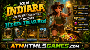 Explore ancient ruins, discover hidden treasures, and overcome exciting challenges in Indiara’s epic adventure on ETM HTML5 Games.