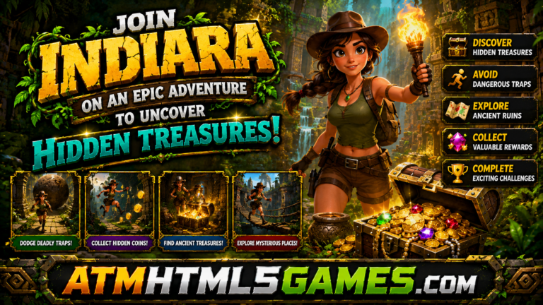 Explore ancient ruins, discover hidden treasures, and overcome exciting challenges in Indiara’s epic adventure on ETM HTML5 Games.