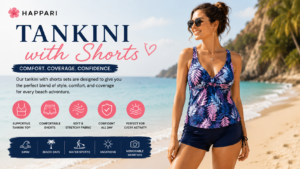 Tankini with Shorts | Comfortable Women’s Swimwear | Happari